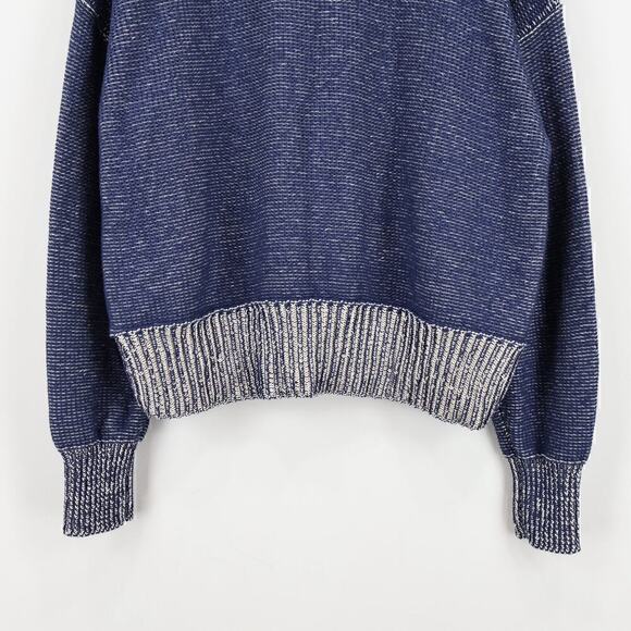 American Eagle RARE AE Logo Chunky Knit Navy Cream Pullover Sweater Size Small - Picture 8 of 8